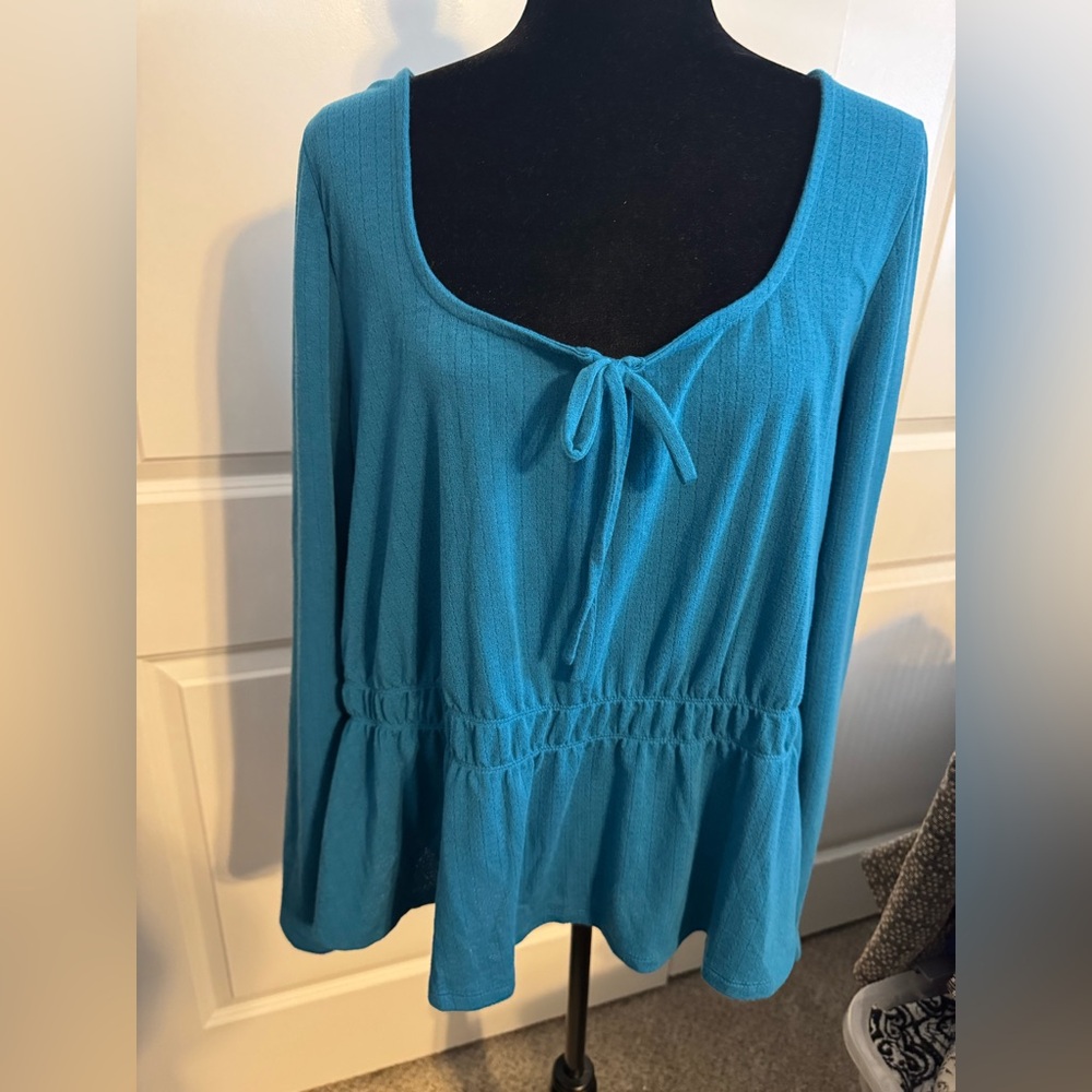 Lane Bryant Teal long sleeve top 22/24